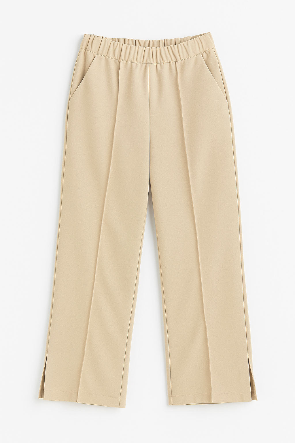 Pantalones Para Mujer Amplio Con Pespunte y Abertura W53114 Beige