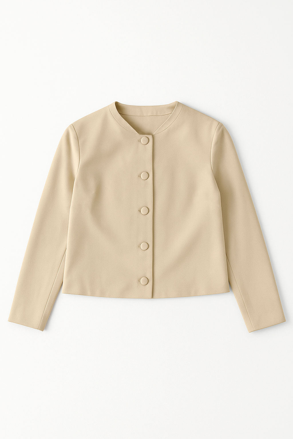 Chamarras Para Mujer Corta Botones Forrados Q53105 Beige