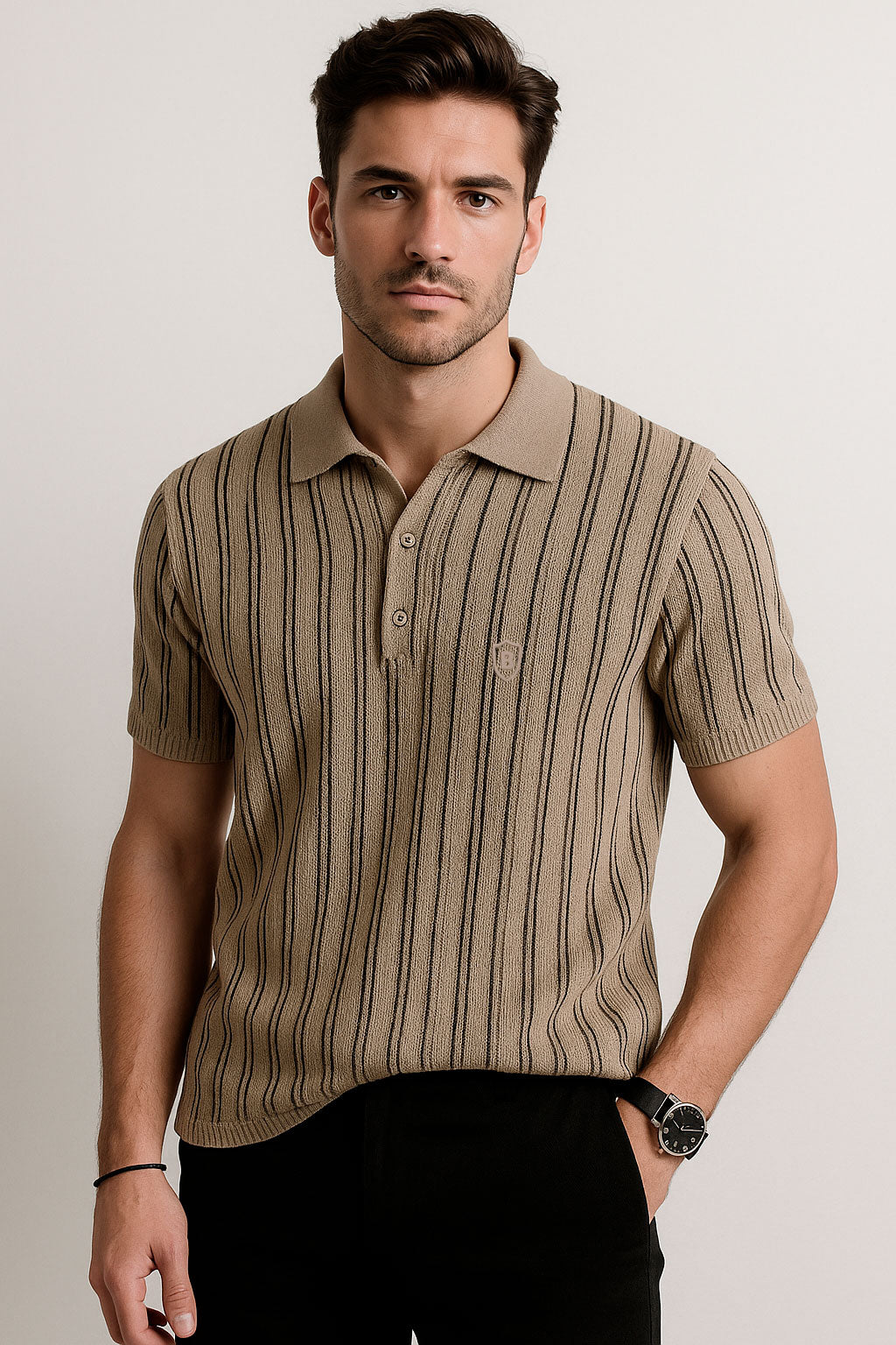 Playeras Polo Para Hombre Spandex De Punto A55406 Kaki