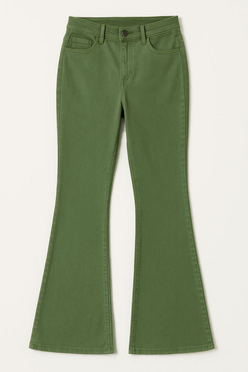 Jeans Para Mujer Gabardina Acampanados V53103 Olivo