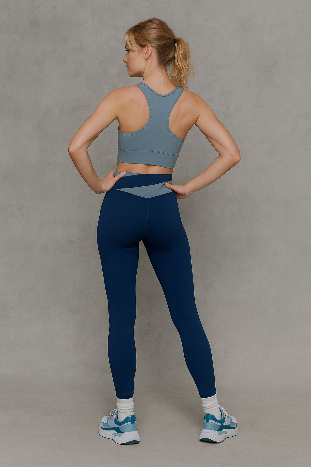 Leggins Deportivos para Mujer Cintura Cruzada Bicolor JYMK00 Marino