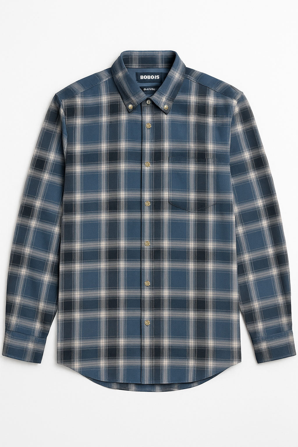 Camisas Para Hombre Clásica De Cuadros Con Textura Ligera B55110 Gris