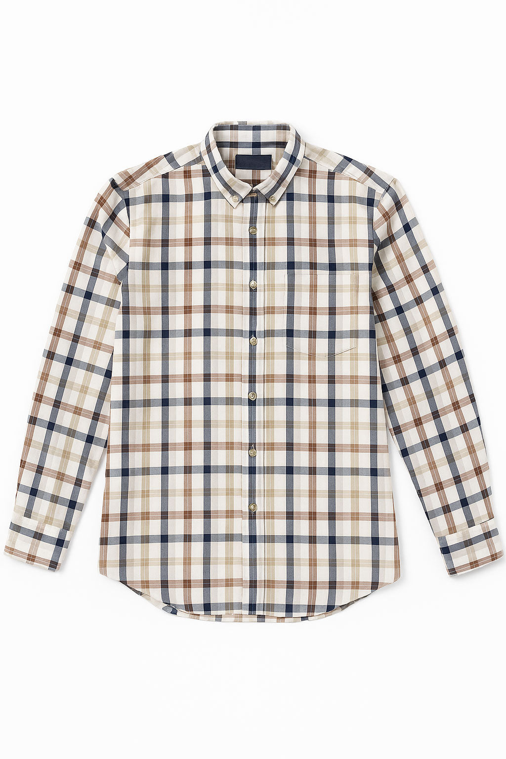 Camisas Para Hombre Clásica De Cuadros Con Textura Ligera B55109 Beige