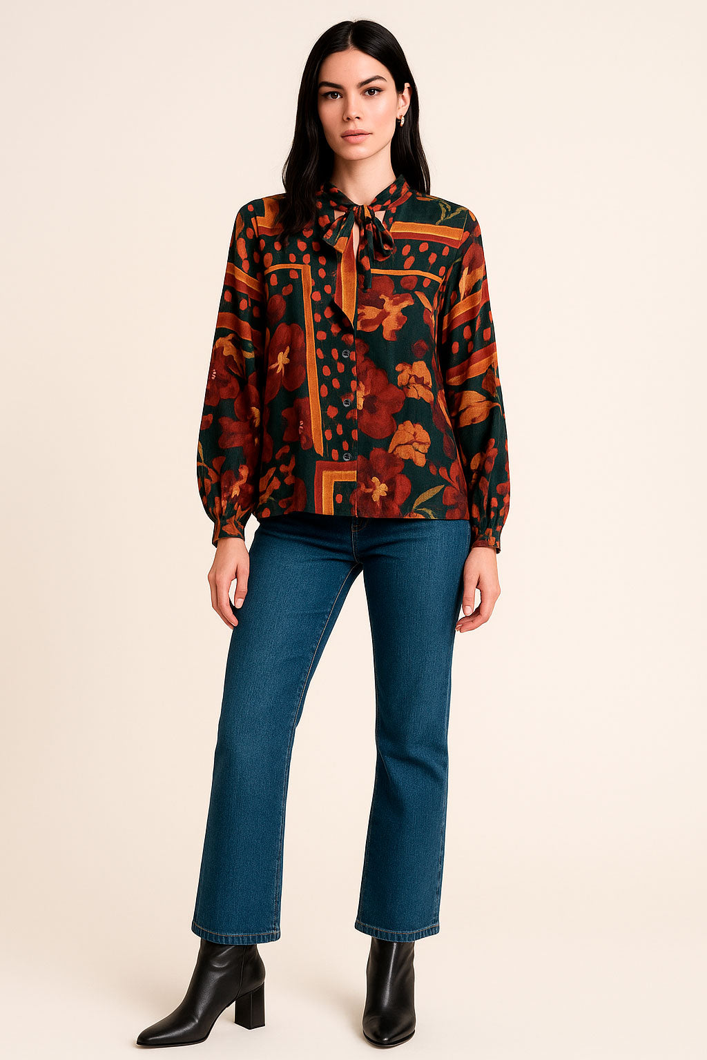 Blusas Para Mujer Camisera Con Liston En El Cuello N53112 Unico