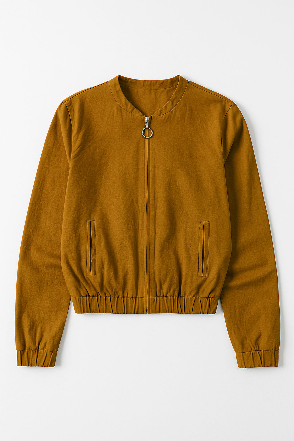 Chamarras Para Mujer Bomber Jacket Corta Q53101 Ocre