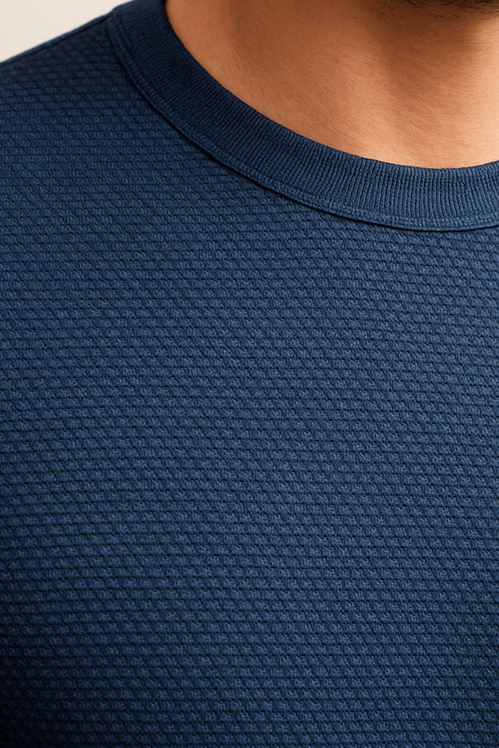 Playeras Para Hombre Jacquard Textura Ligera A55314 Marino