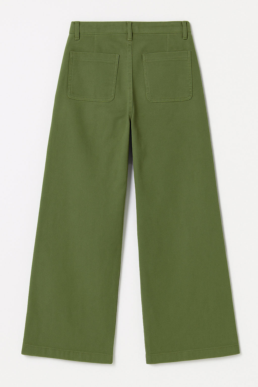 Jeans Para Mujer Wide Leg De Gabardina Con Pespunte V53105 Olivo