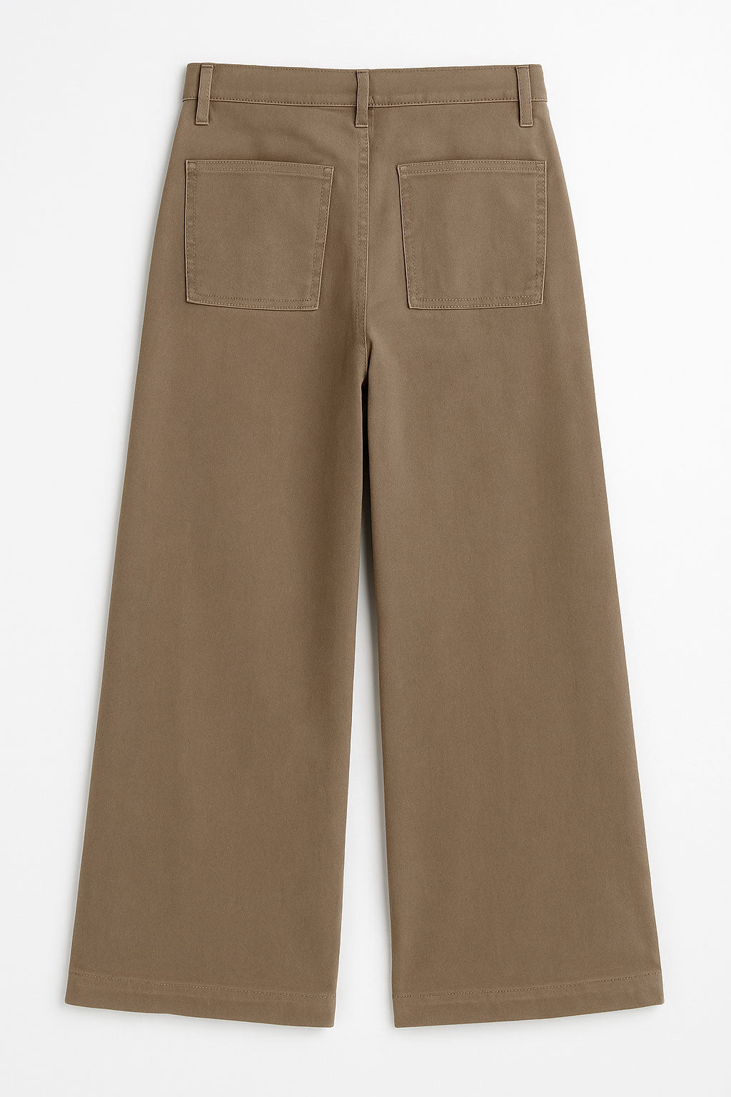 Jeans Para Mujer Wide Leg De Gabardina Con Pespunte V53105 Moka