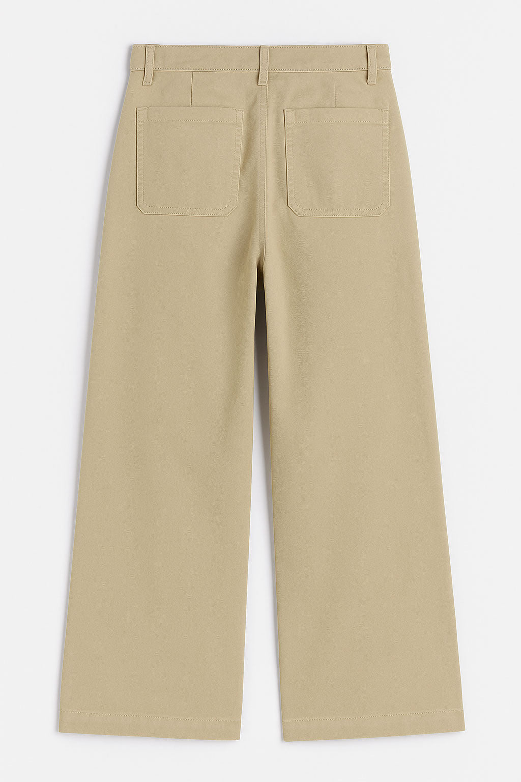 Jeans Para Mujer Wide Leg De Gabardina Con Pespunte V53105 Kaki