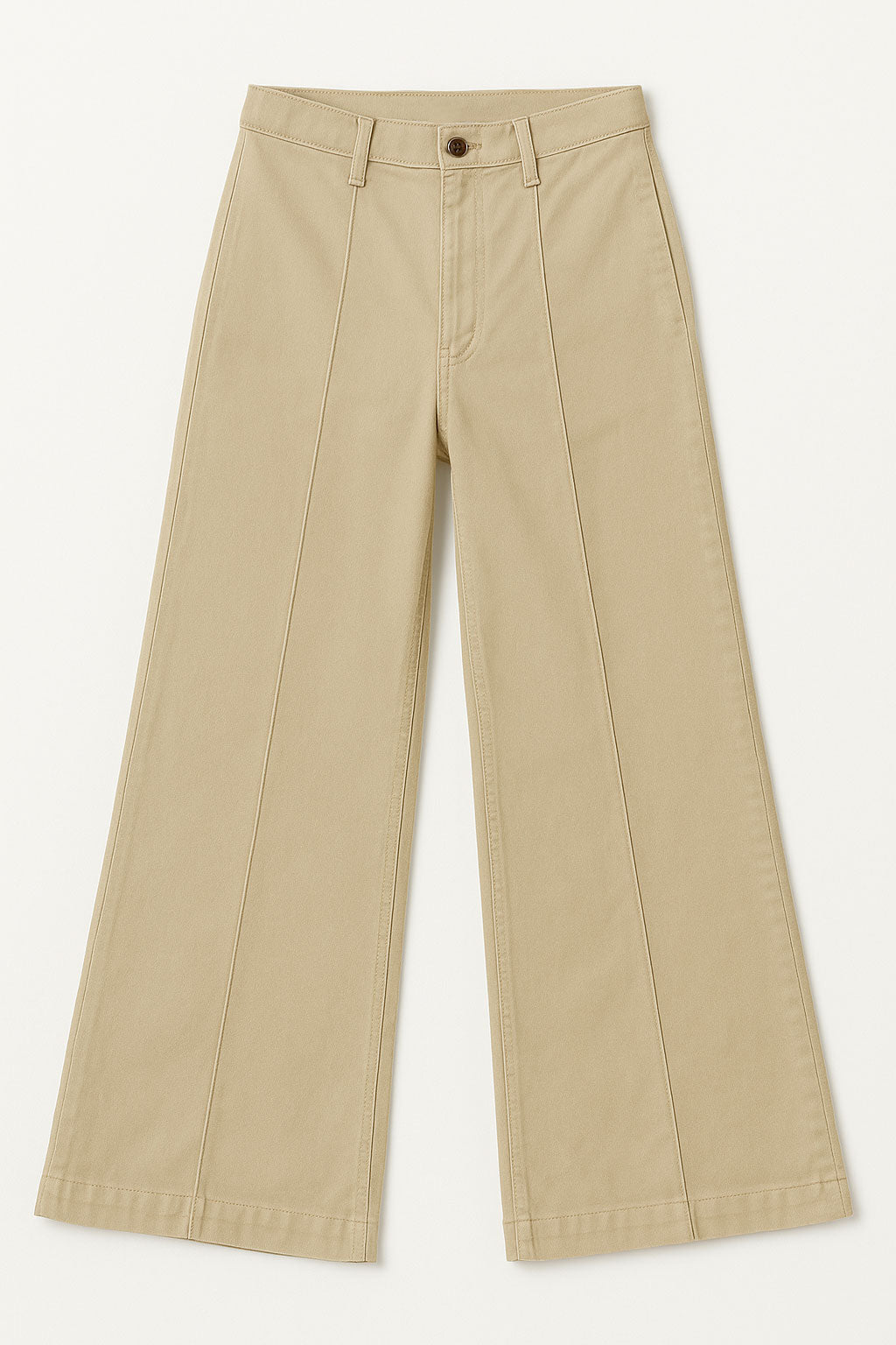 Jeans Para Mujer Wide Leg De Gabardina Con Pespunte V53105 Kaki