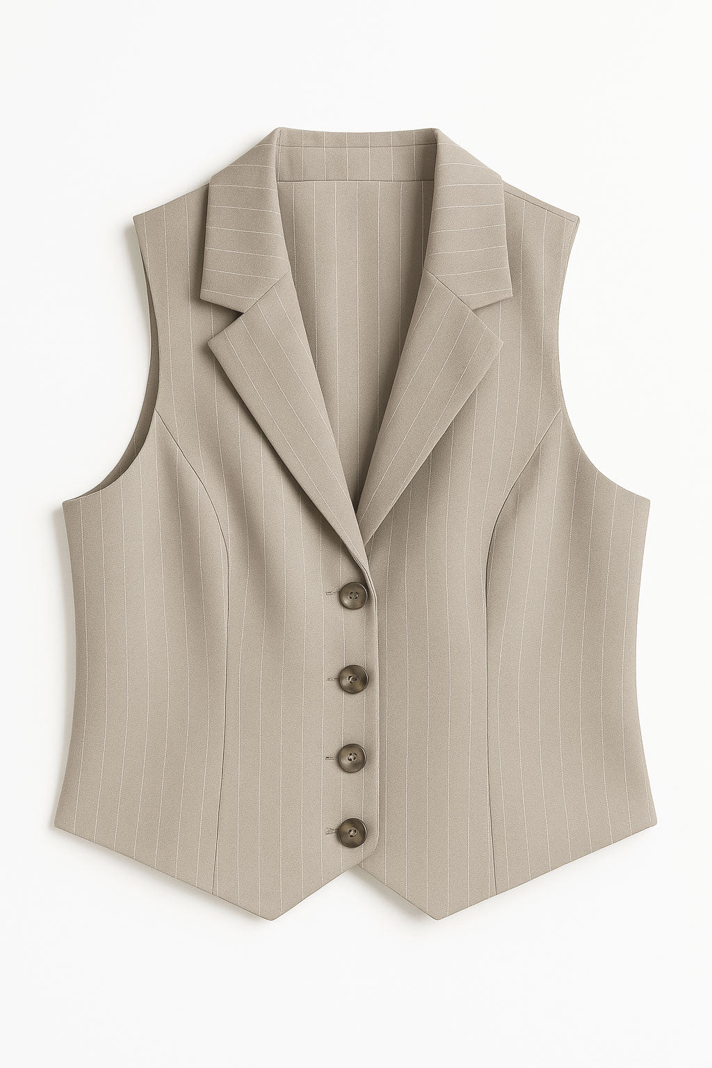 Chalecos Para Mujer De Rayas Estilo Sastrero R53100 Beige