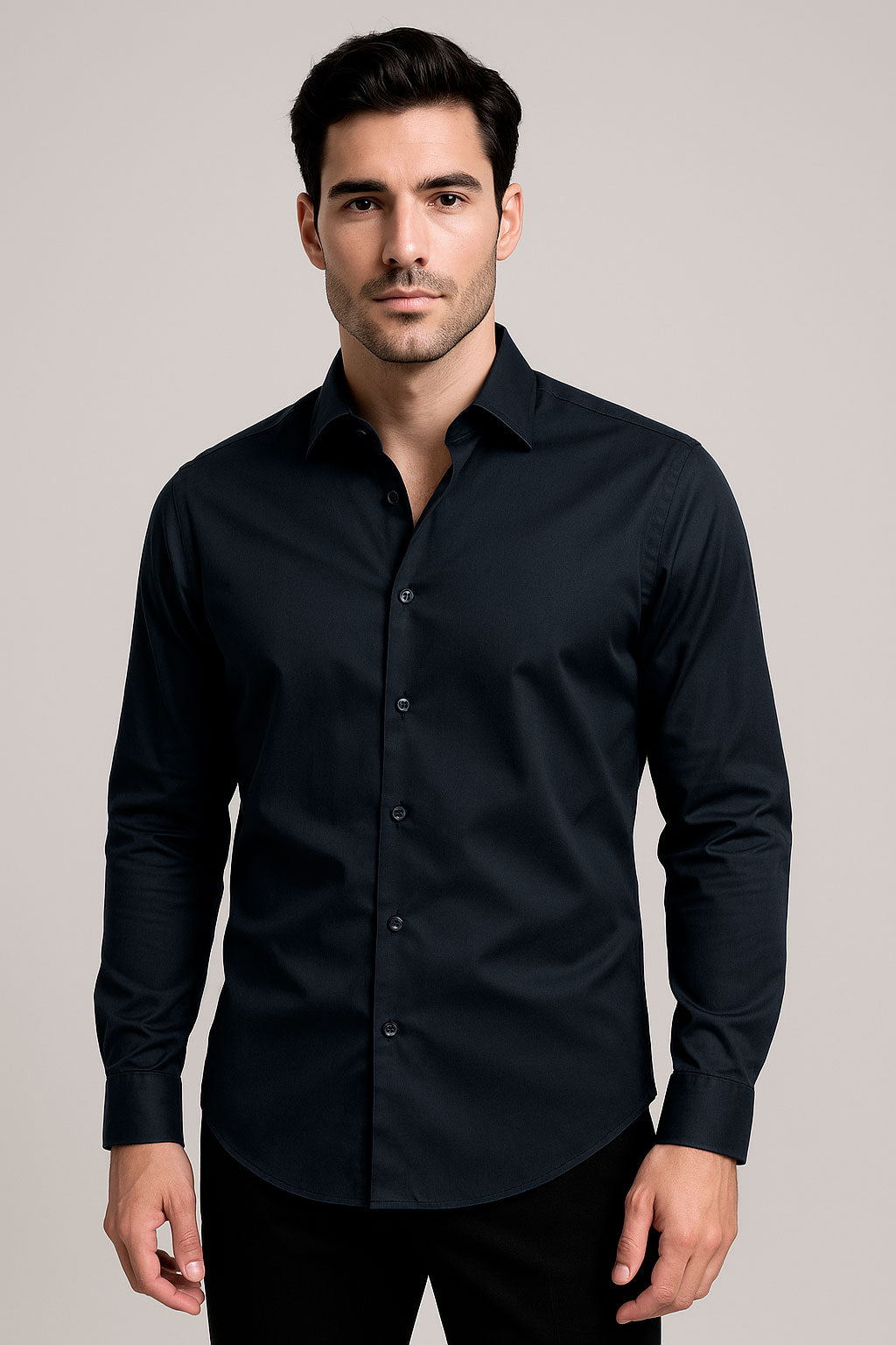 Camisas Para Hombre Manga Larga Slim Fit Marino BPOPST