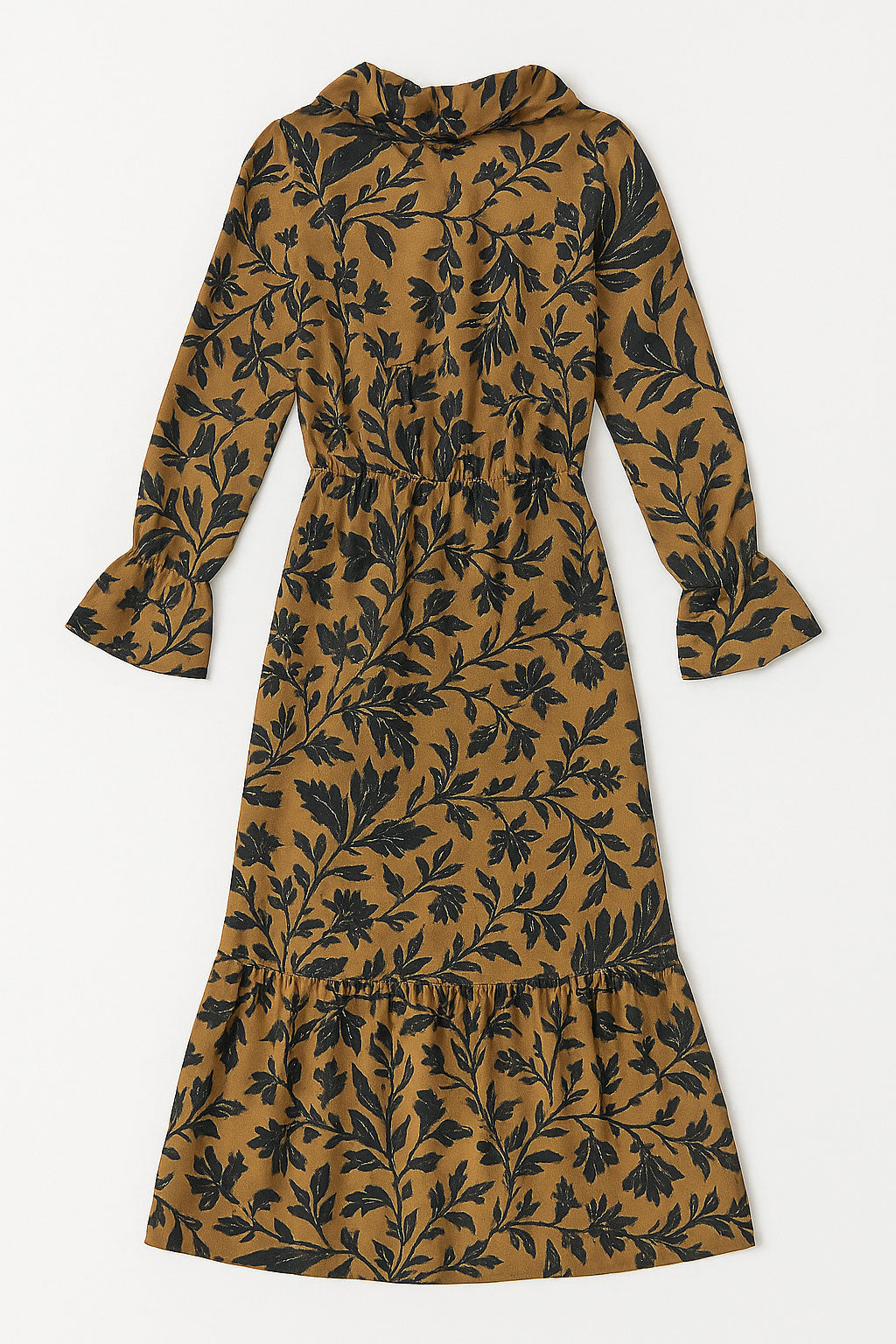 Vestidos Para Mujer Largo Con Olanes Floreado S53118 Moka