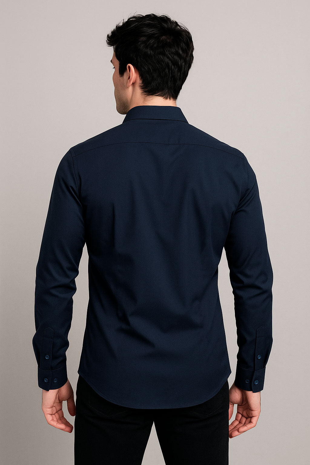 Camisas Para Hombre Jersey Spandex De Punto B55402 Marino