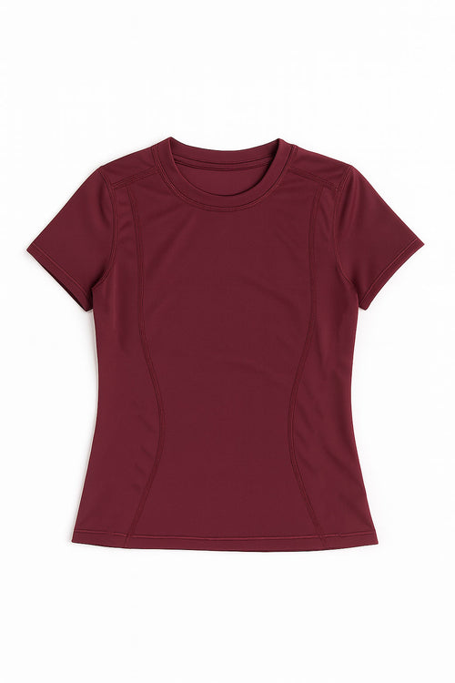 Playeras Deportivas para Mujer Ajustada Estilo Training MTDX40 Vino