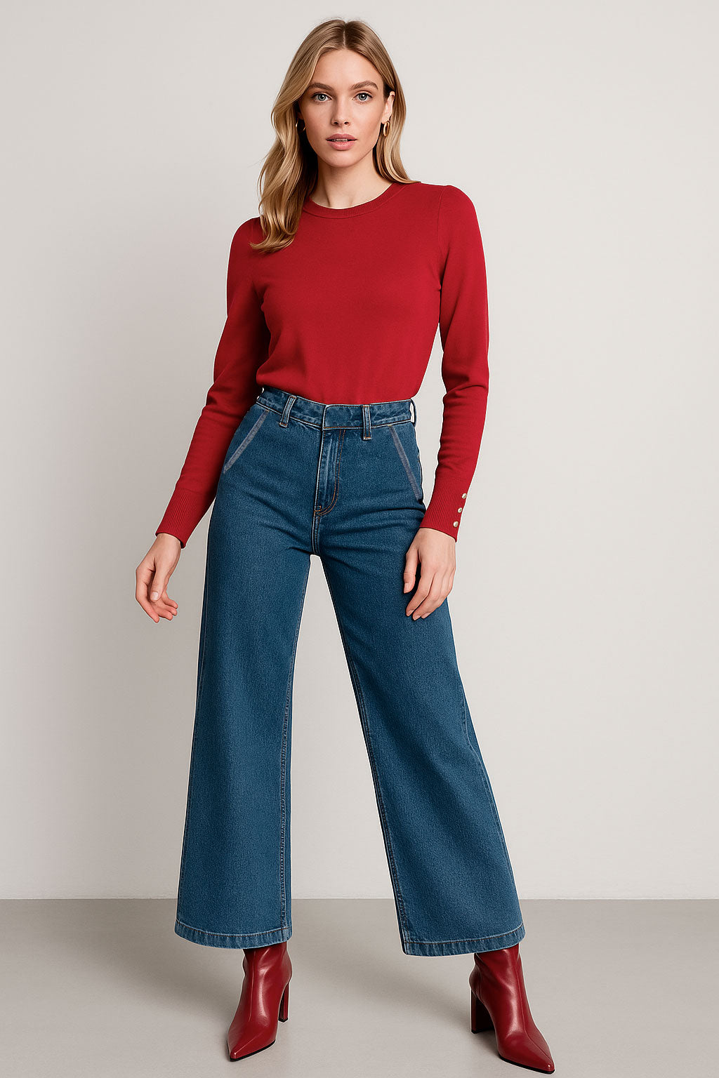 Jeans Para Mujer Pantalón De Mezclilla Bolsas Vivo Traseras V53101 Stone