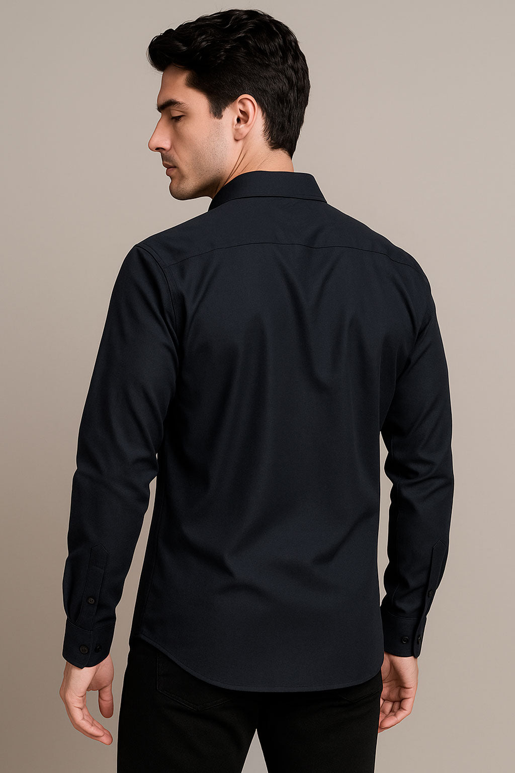 Camisas Para Hombre Spandex Premium Con Textura B55403 Negro
