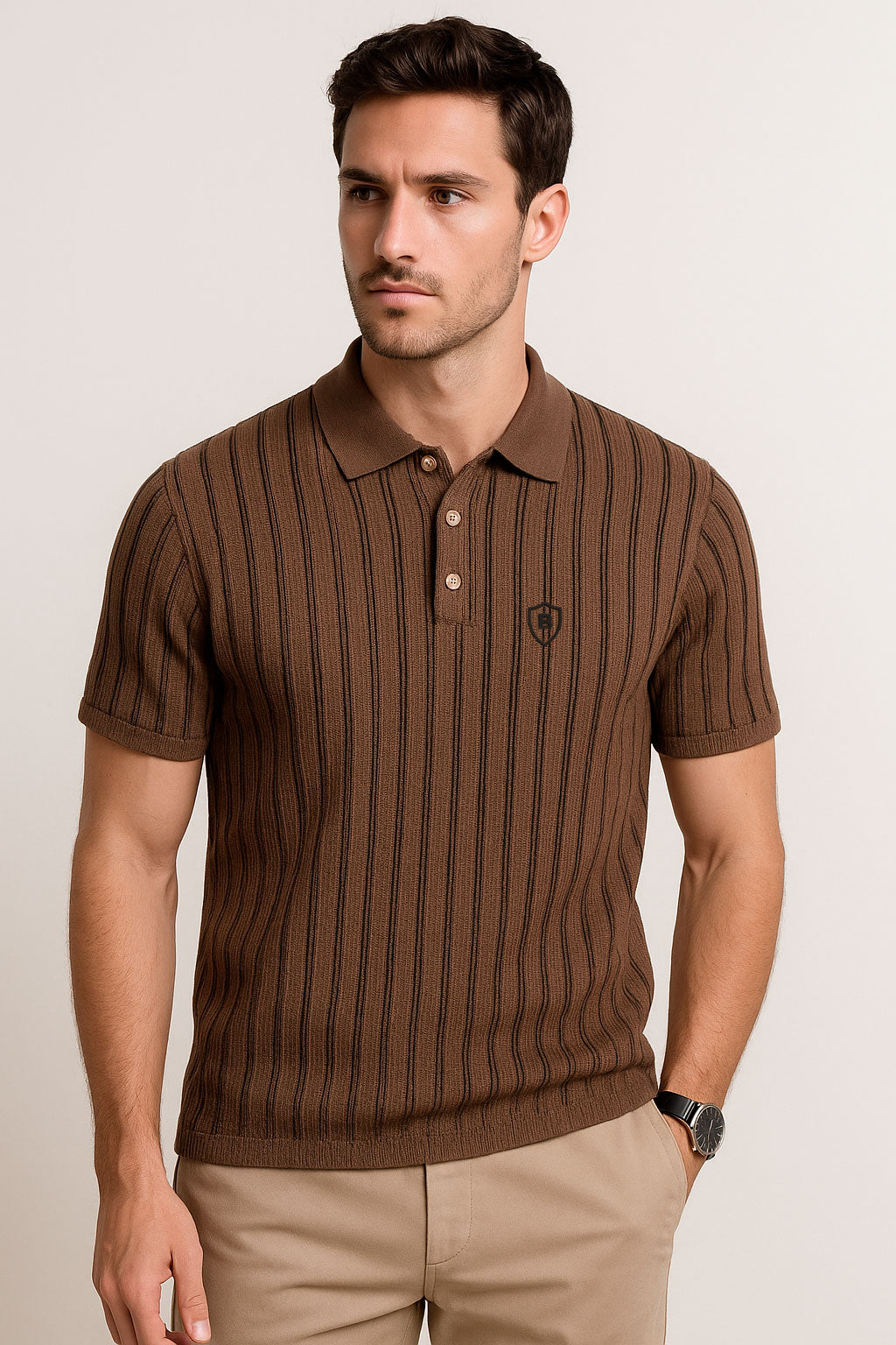 Playeras Polo Para Hombre Spandex De Punto A55406 Cafe