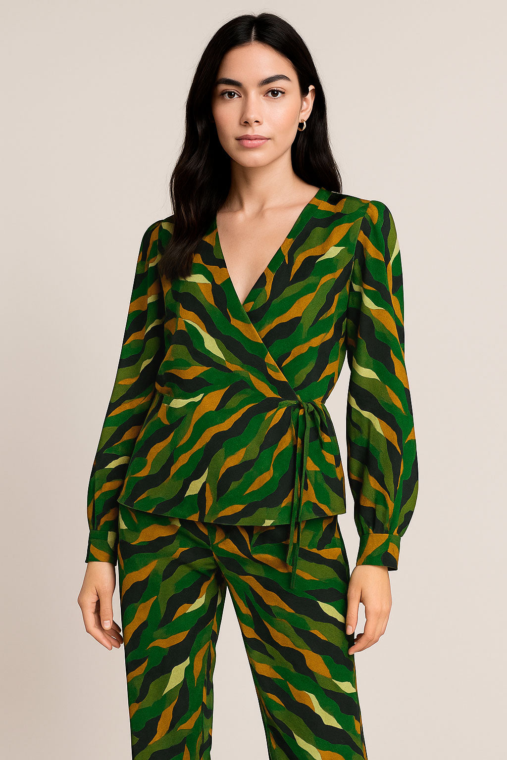 Blusas Para Mujer Corte Cruzado Nudo Lateral N53108 Verde