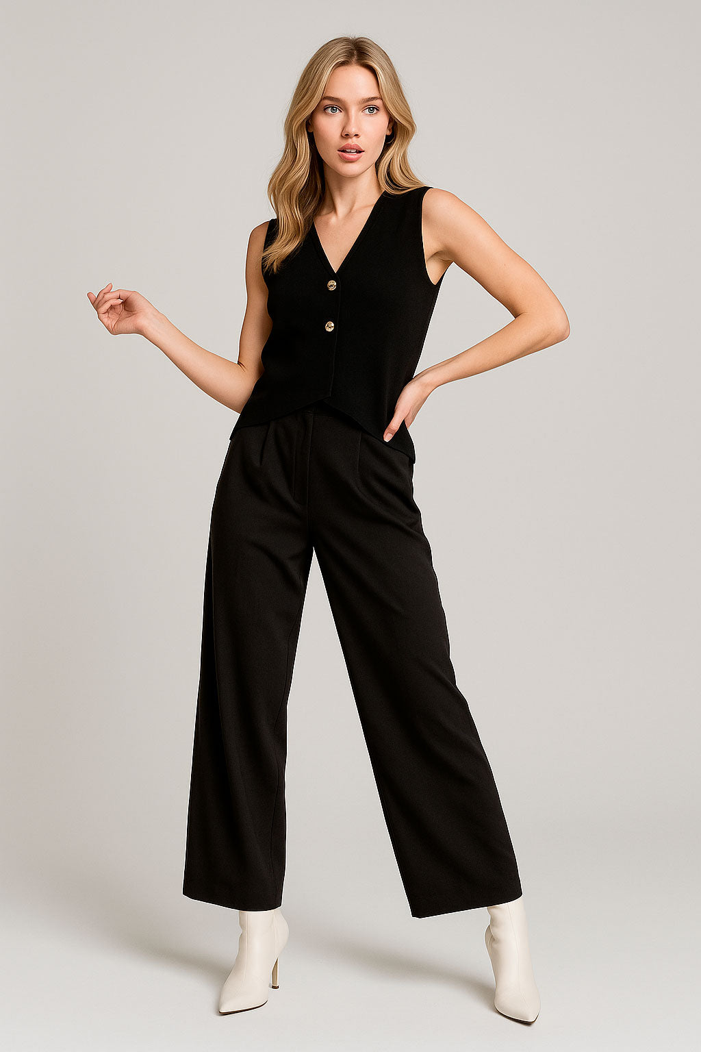 Chalecos Para Mujer Tejido Con Doble Botón R53200 Negro