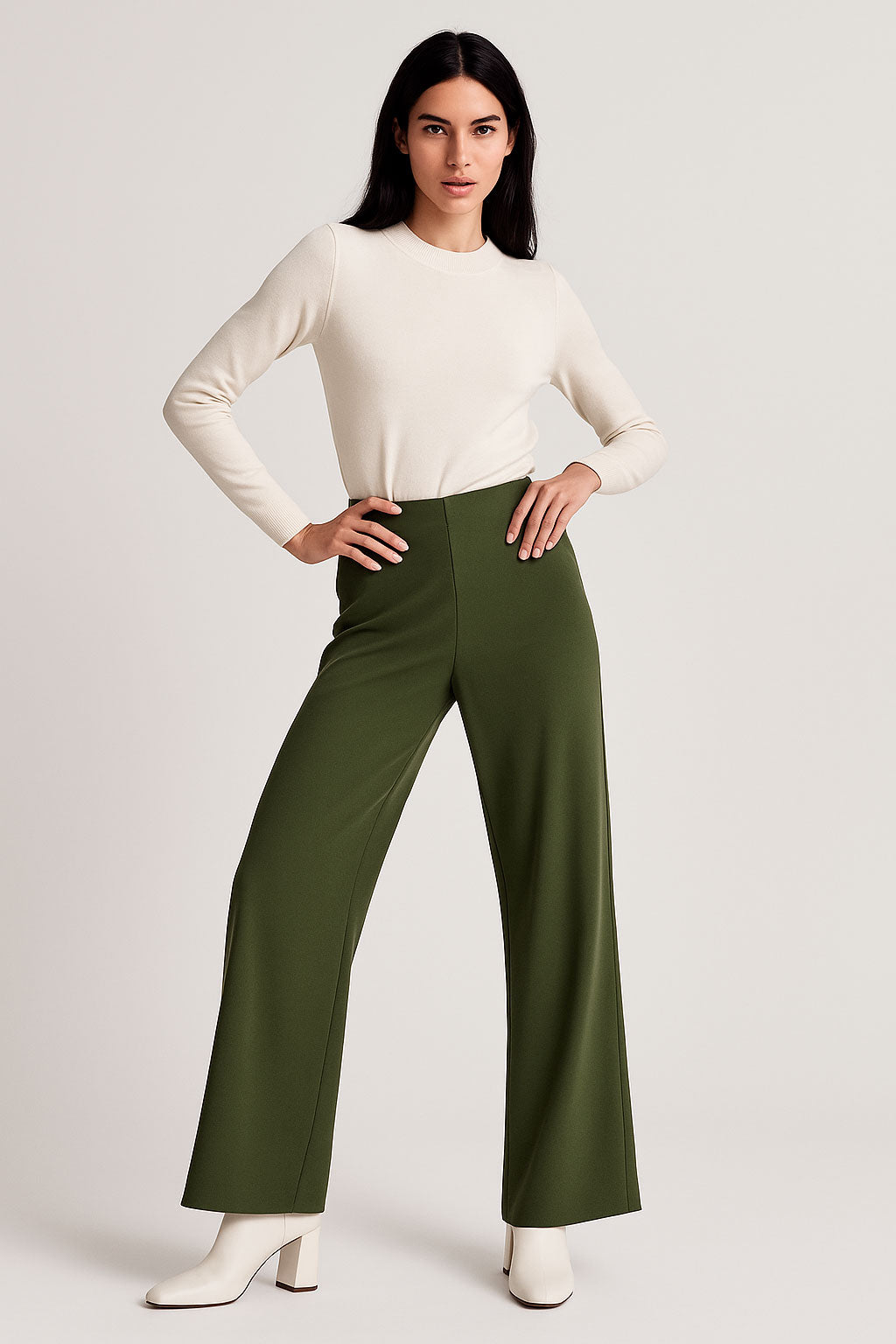 Pantalones Para Mujer Soft Básico Sin Botón W53115 Verde