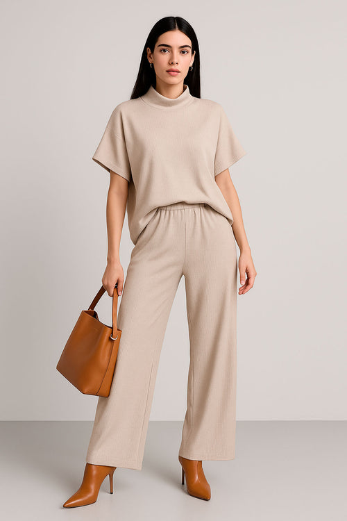 Pantalones Para Mujer Wide Leg De Canal W53118 Beige
