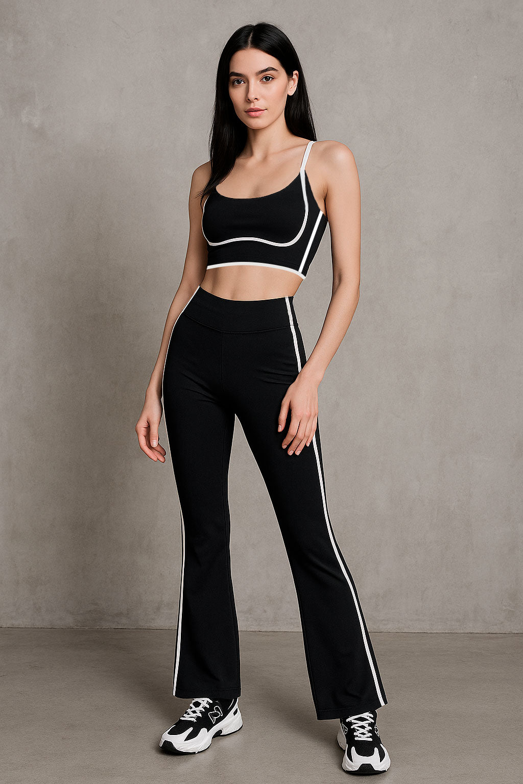 Tops Deportivos para Mujer Bicolor Con Franjas JYMN18 Negro