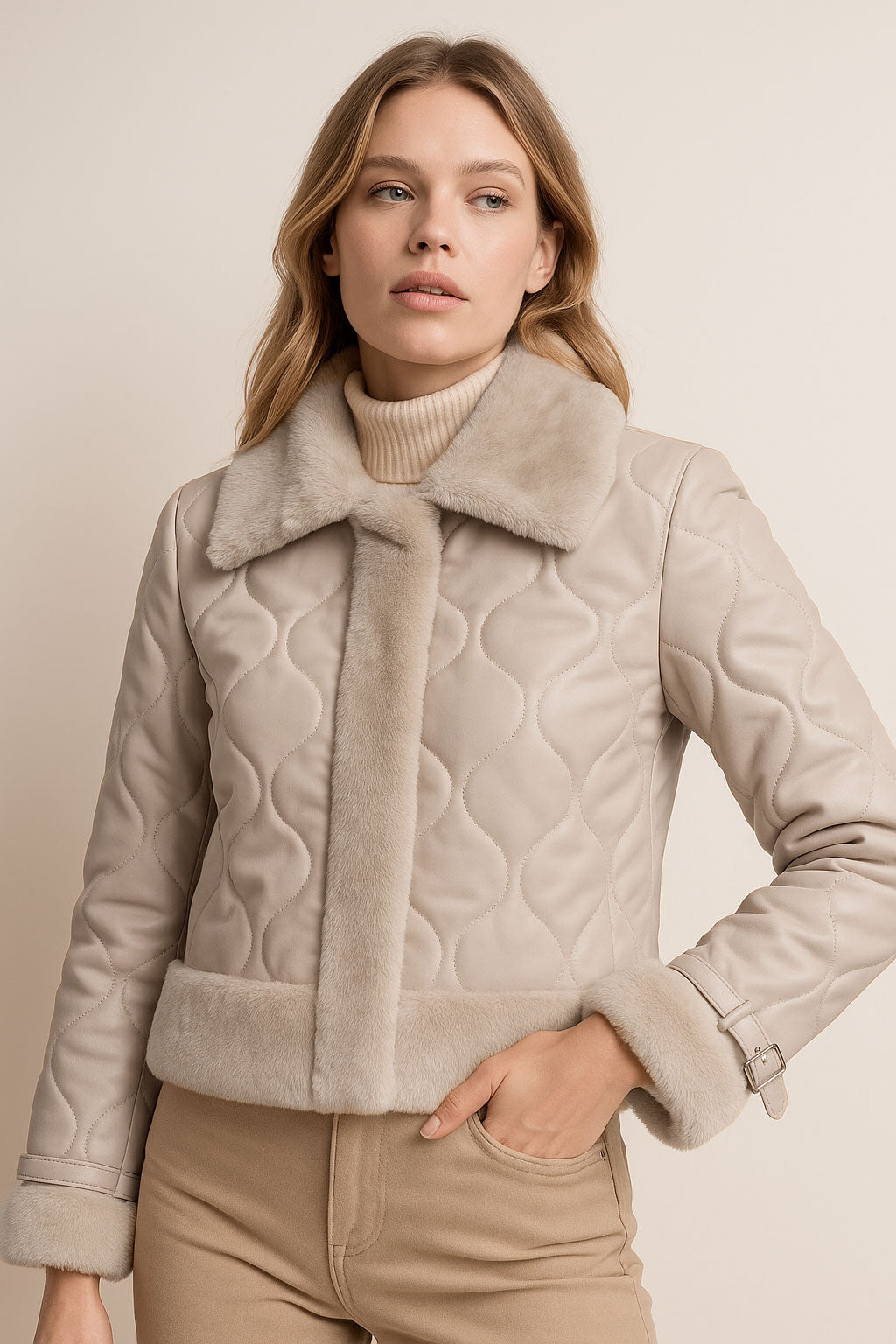 Chamarras Para Mujer Acolchada Con Peluche Q43203 Arena