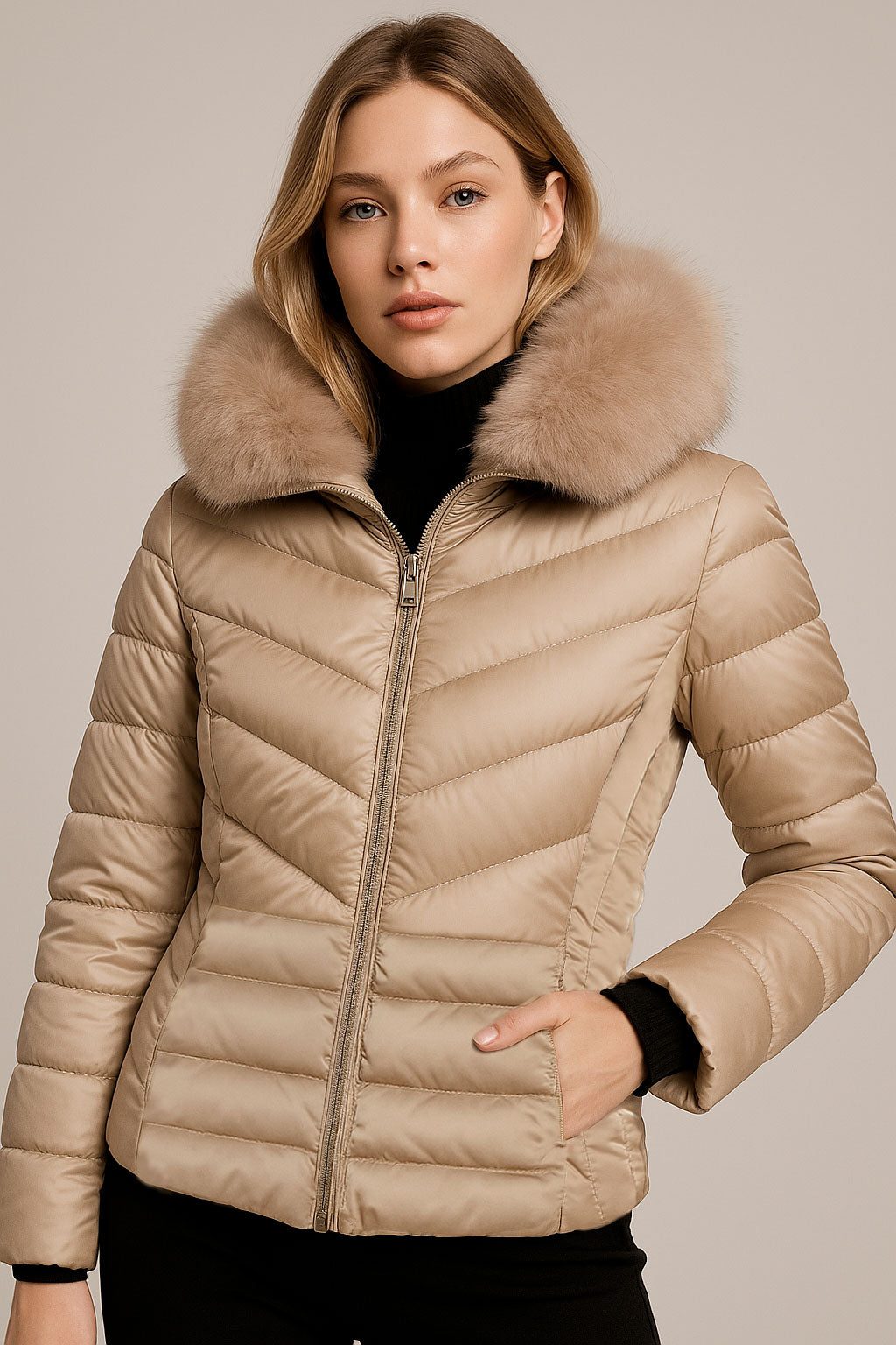 Chamarras Para Mujer Brillo Suave Acolchada Con Peluche Q43205 Dorado