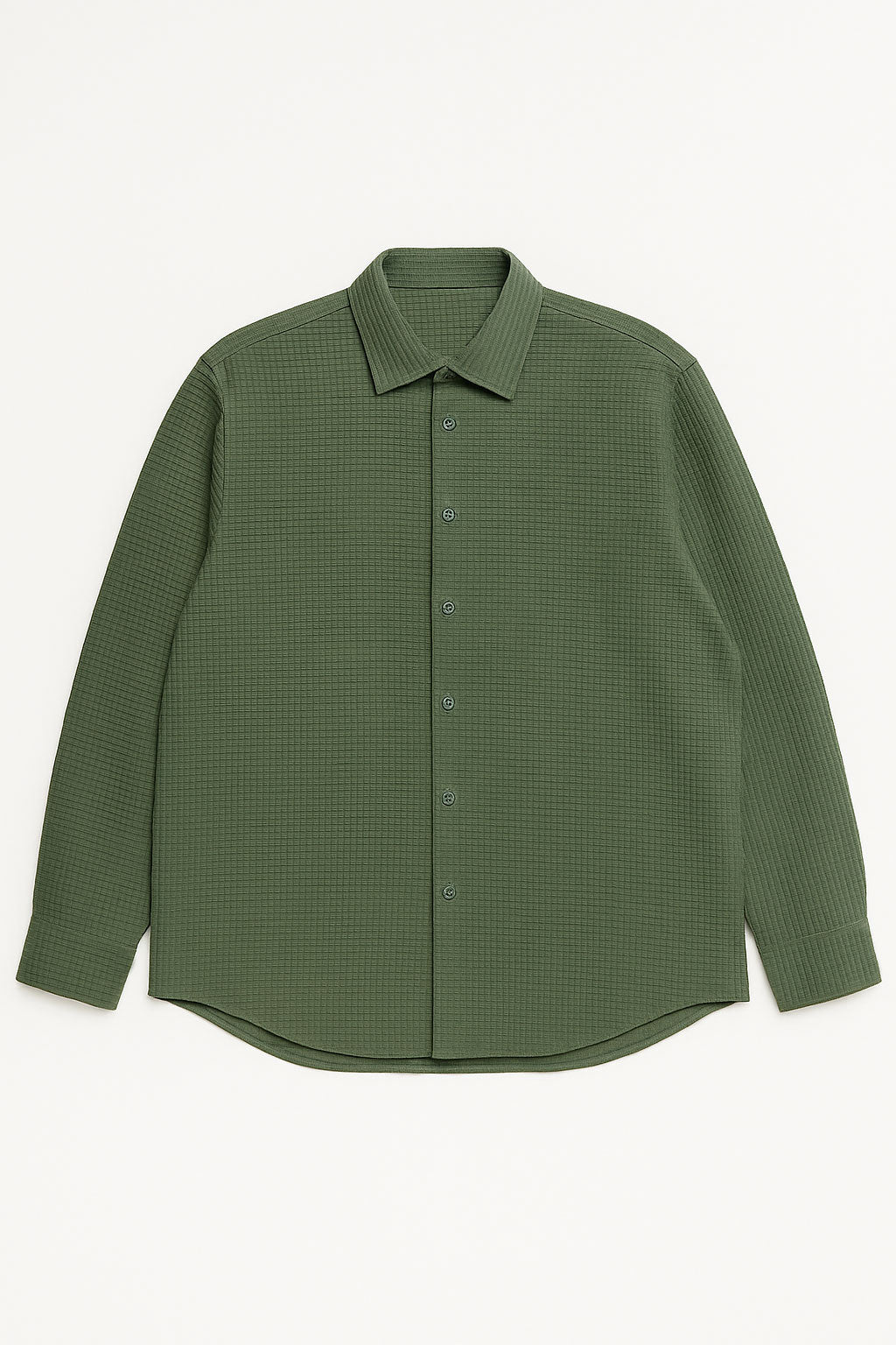 Camisas Para Hombre Jacquard Manga Larga B55325 Militar