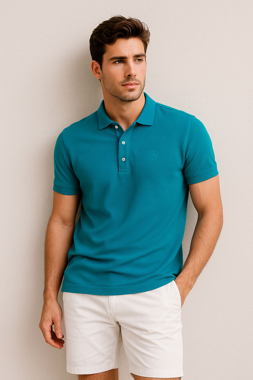 Playeras Polo Para Hombre Manga Corta Basica Bordado APOLOB Esmeralda