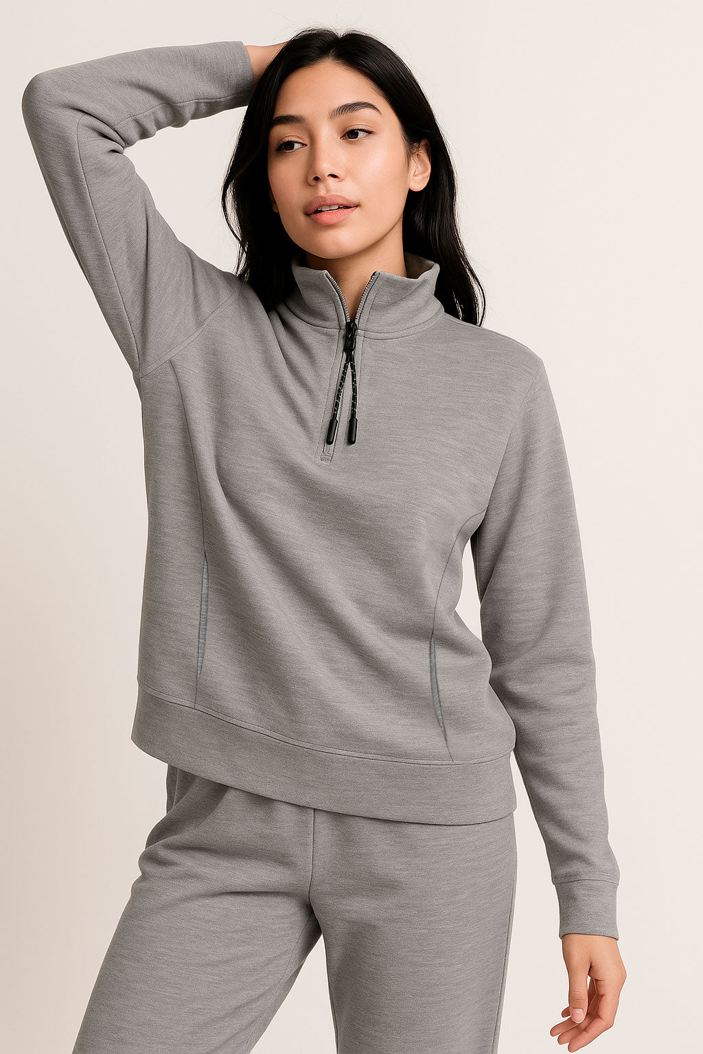 Sudaderas Para Mujer Cuello Alto Medio Cierre P53101 Gris