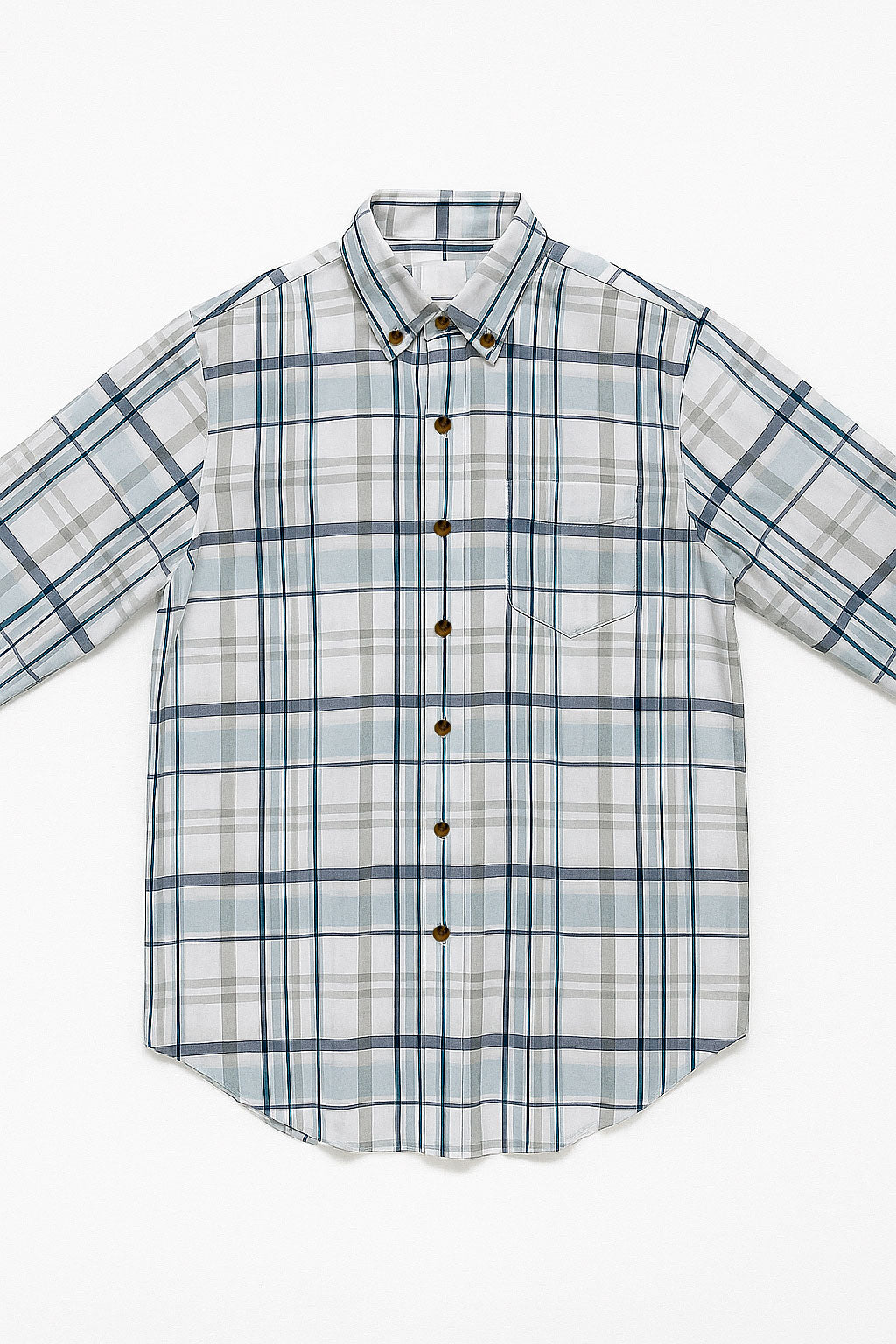 Camisas Para Hombre Cuadros Button Down B55101 Blanco