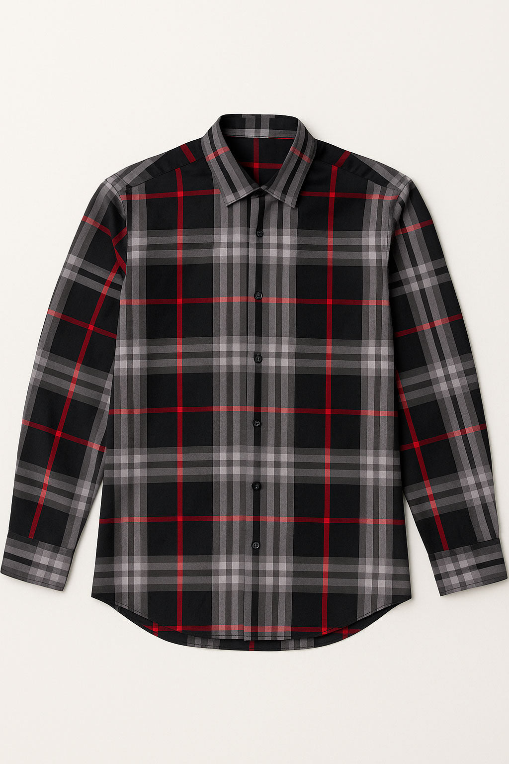 Camisas Para Hombre Manga Larga Cuadros B55308 Negro