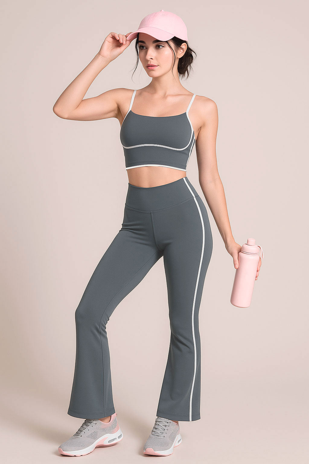 Tops Deportivos para Mujer Bicolor Con Franjas JYMN18 Gris