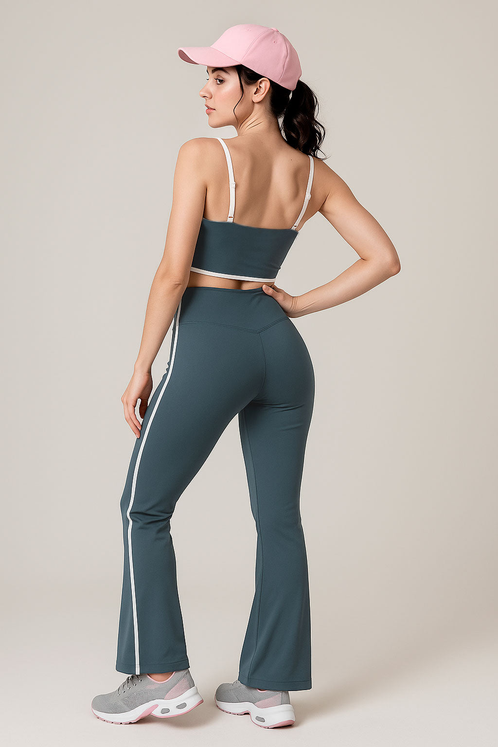 Leggins Deportivos para Mujer Acampanado Franja Lateral JYMK14 Gris