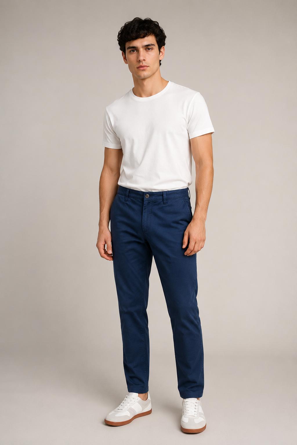 Pantalones Para Hombre Chino Algodón Stretch GWOVEN Marino