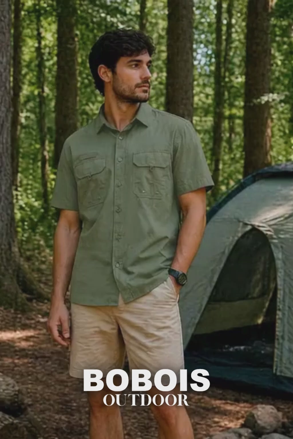 Camisa para Hombre Manga Corta Sport Outdoor Tipo Pescador BMCHI Beige