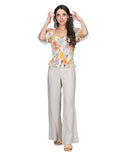 Pantalones Para Mujer Bobois Moda Casuales Amplios De Lino Tiro Alto Arena W21103