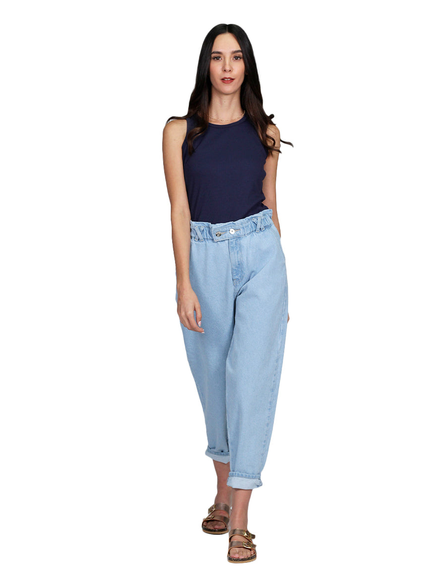 Jeans Mom Fit Para Mujer Bobois Moda Casuales Pantalones de Mezclilla Blench V21107
