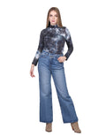 Jeans Para Mujer Bobois Moda Casuales Pierna Ancha Pantalones de Mezclilla Wide Leg Bleach V23106