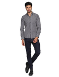 Camisas Para Hombre Manga Larga Cuadros Regular Fit Gris B15216