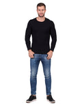 Playeras Hombre Moda Manga Larga Tejido De Punto Negro A25312