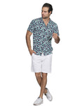Camisas Para Hombre Bobois Moda Casuales Manga Corta Estampada Hawaiana Relaxed Fit Blanco B21394