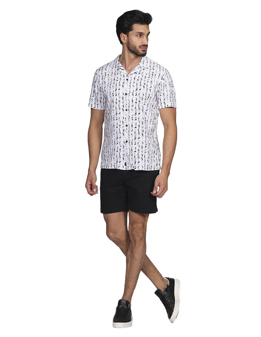 Camisas Para Hombre Bobois Moda Casuales Manga Corta Rayas Hawaiana Relaxed Fit Blanco B21398