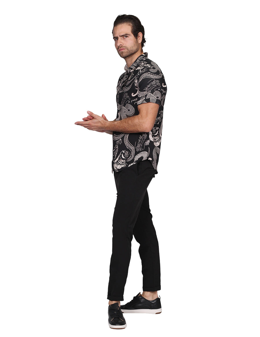 Camisas Para Hombre Bobois Moda Casuales Manga Corta Estampada Relaxed Fit 10 B22360