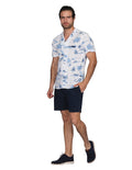 Camisas Para Hombre Bobois Moda Casuales Manga Corta Estampada Hawaiana Playa Relaxed Fit Blanco B21388