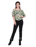 Blusas Para Mujer Off Shoulders Estampado Floral Con Olanes Manga Corta Unico N23111