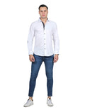 Camisas Para Hombre Manga Larga Vestir Lisa Formal Regular Fit Blanco B25302