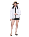 Blusas Para Mujer Bobois Moda Casuales Manga Larga Camisera De Lino Blanco N21118